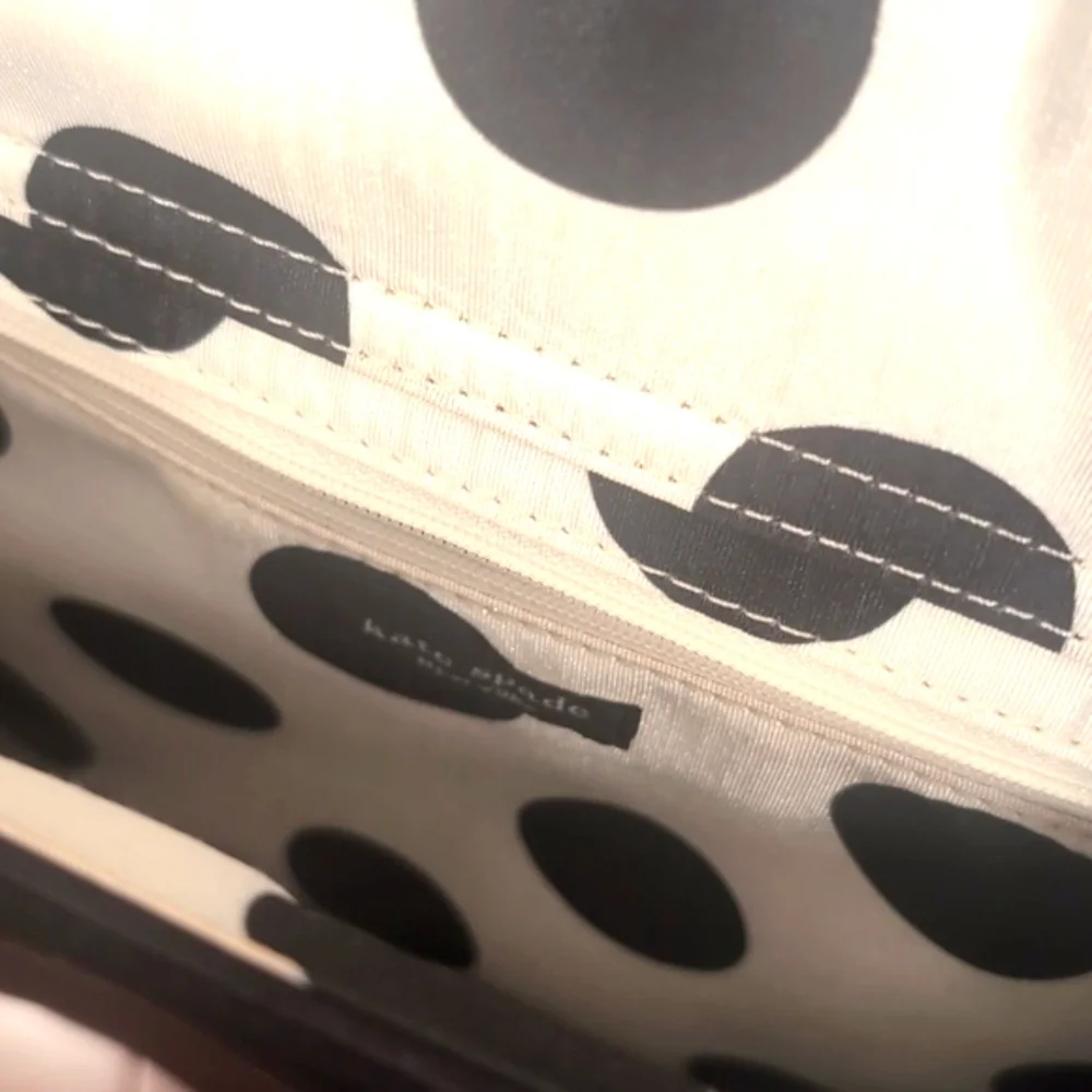 Kate spade Black Microfiber Fabric Vintage Tote Polkadot Interior Casing